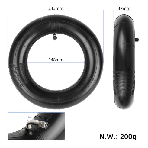 Camera d'aria 255x80/10X3 pollici Valvola curva 90° rinforzata per monopattini elettrici pneumatico 90/65-6.5 80/65-6.5
