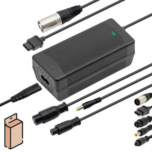 Carica batteria Multiconnettore 54.6V 2A con connettori DC5.5X2.1MM/XLR e GX12/GX16 per Smartgyro Speedway / Rockway e simili /NIU
