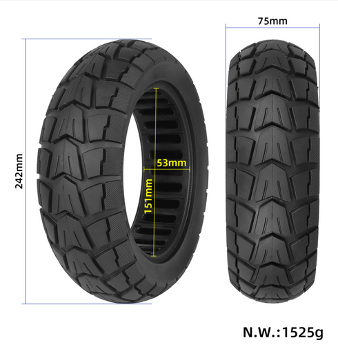 PNEUMATICO pieno gomma solida ruota Off Road 10X2.75-6.5 pollici monopattino Kugoo G3, Ducati, Lexgo, Aerlang, Hitway ed altri ( 70/65-6.5)
